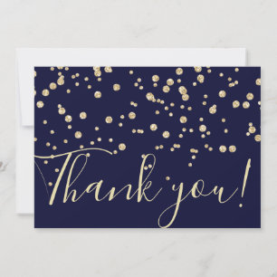 Carte De Remerciements Parties scintillant d'or Chic Confetti Marine Blue