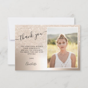 Carte De Remerciements parties scintillant d'or Cool métallique ombre 3 p