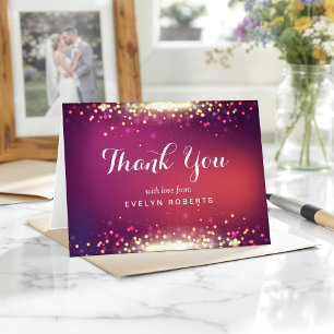 Carte De Remerciements Parties scintillant d'or de Shimmer Dots étincelan