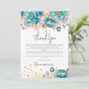 Carte De Remerciements Parties scintillant d'or floral photo graduation b