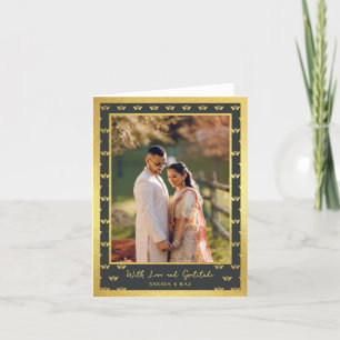 Carte De Remerciements Parties scintillant d'or Lotus Fleur Mariage photo