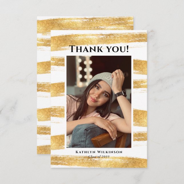 Carte De Remerciements Parties scintillant d'or moderne aquarelle Brush p (Devant / Derrière)