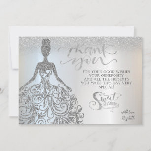 Carte De Remerciements Parties scintillant en argent Bokeh Ombre, robe Do