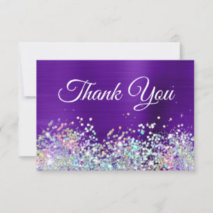 Carte De Remerciements Parties scintillant Foil Purple Indigo Foil