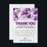 Carte De Remerciements Parties scintillant moderne de ballons d'argent vi<br><div class="desc">Glam moderne violet violet argenté Parties scintillant de ballon étincelant n'importe quelle carte d'anniversaire Merci d'âge</div>