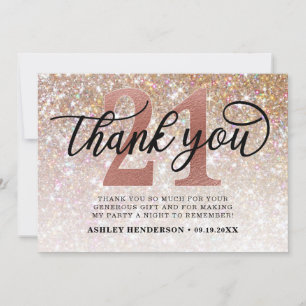 Carte De Remerciements Parties scintillant Ombre Sweet 21e anniversaire