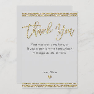 Carte de remerciements Parties scintillant or