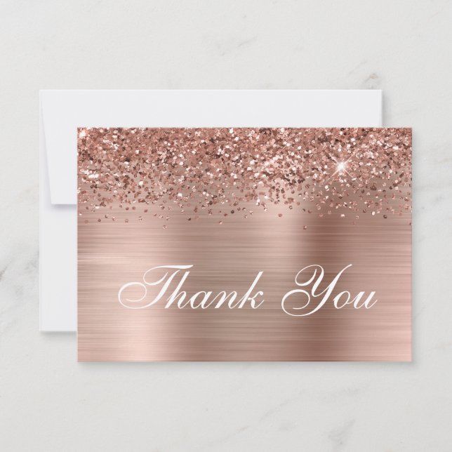 Carte De Remerciements Parties scintillant or rose et Ombre Foil (Devant)
