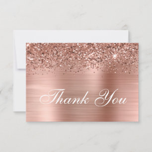 Carte De Remerciements Parties scintillant or rose et Ombre Foil