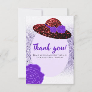 Carte De Remerciements Parties scintillant rouge casquette lavande violet