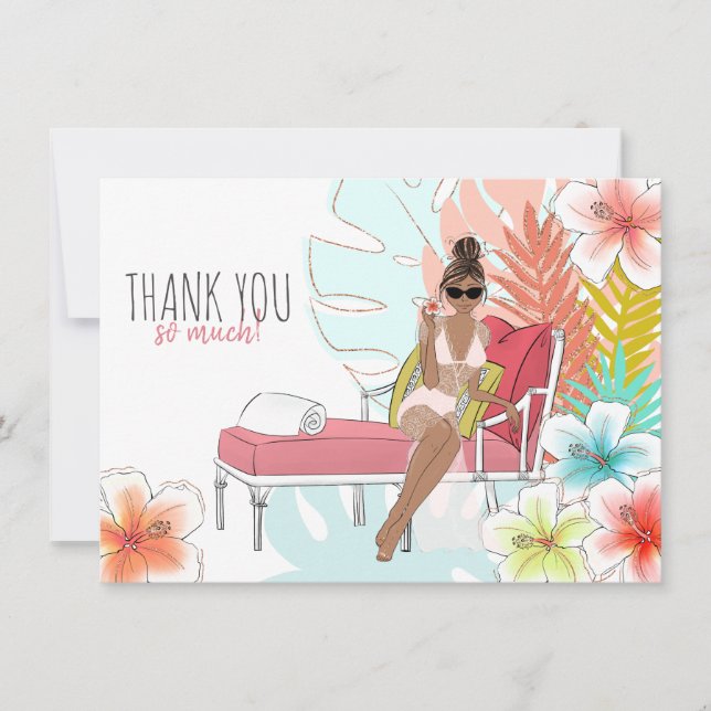 Carte De Remerciements Parties scintillant tropicale Bachelorette Party M (Devant)