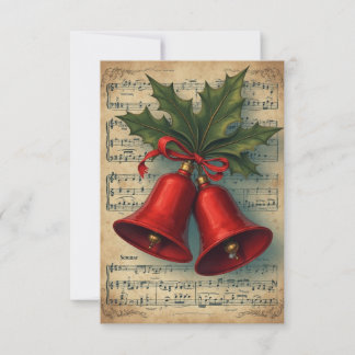 Carte De Remerciements Partition de musique des cloches de Noël