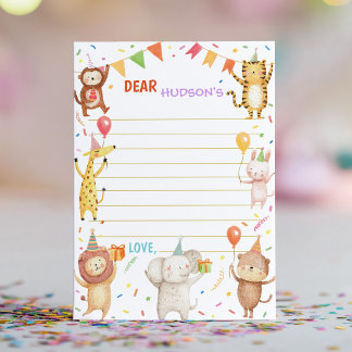 Carte De Remerciements Party Animals Time Capsule Note Message Card