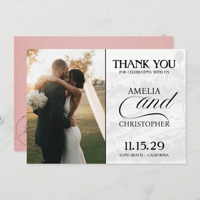 Carte De Remerciements Passeport de Californie rose (Devant / Derrière)