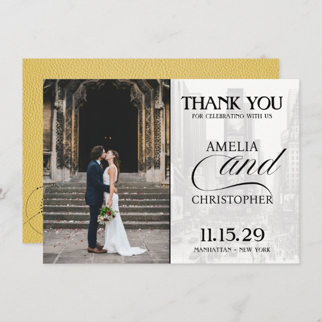 Carte De Remerciements Passeport de New York Jaune (Devant / Derrière)