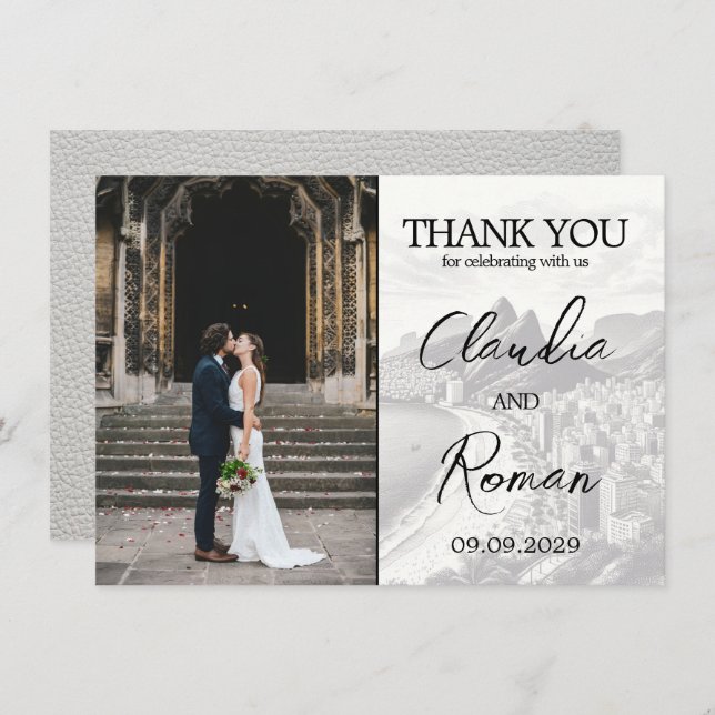 Carte De Remerciements Passeport du Brésil blanc (Devant / Derrière)