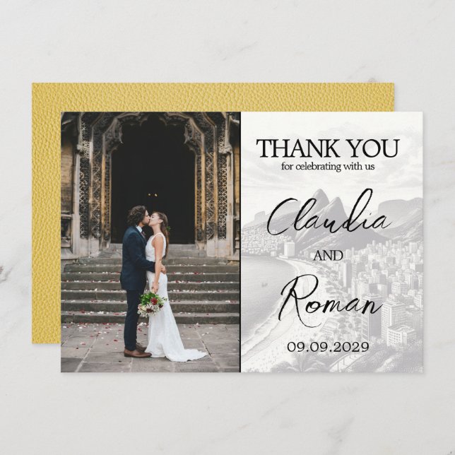 Carte De Remerciements Passeport du Brésil jaune (Devant / Derrière)