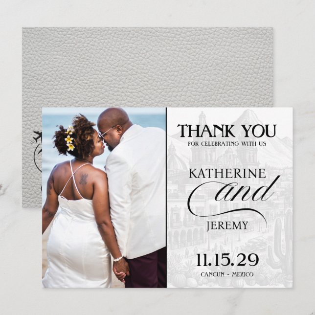 Carte De Remerciements Passeport du Mexique blanc (Devant / Derrière)