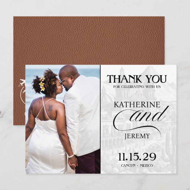 Carte De Remerciements Passeport du Mexique Brown (Devant / Derrière)