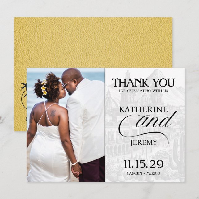 Carte De Remerciements Passeport du Mexique jaune (Devant / Derrière)