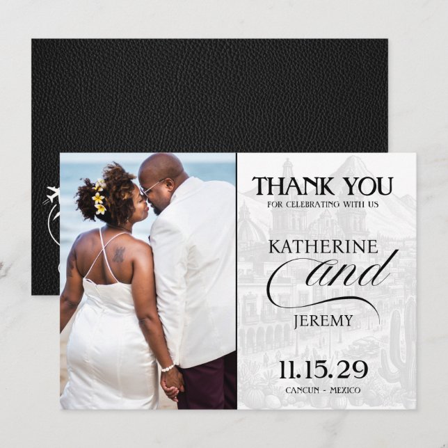 Carte De Remerciements Passeport du Mexique noir (Devant / Derrière)