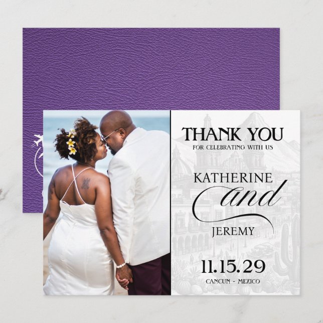 Carte De Remerciements Passeport du Mexique pourpre (Devant / Derrière)