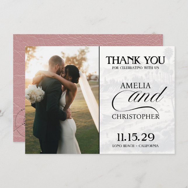 Carte De Remerciements Passeport Dusty Rose California (Devant / Derrière)