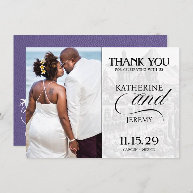 Carte De Remerciements Passeport Lilac Mexique (Devant / Derrière)