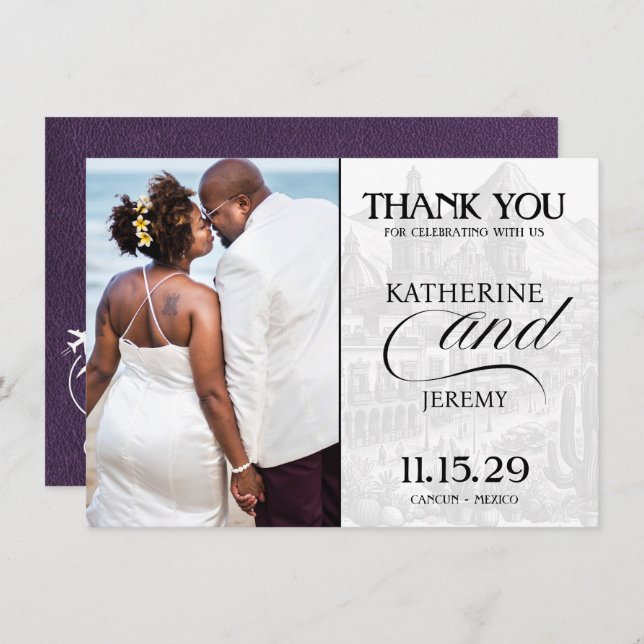 Carte De Remerciements Passeport mexicain violet (Devant / Derrière)