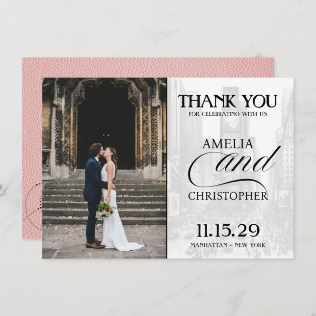 Carte De Remerciements Passeport rose de New York (Devant / Derrière)