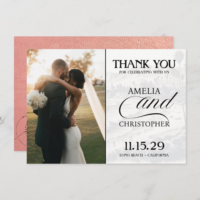 Carte De Remerciements Passeport rose Gold California (Devant / Derrière)