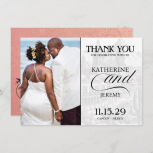 Carte De Remerciements Passeport rose Gold Mexique