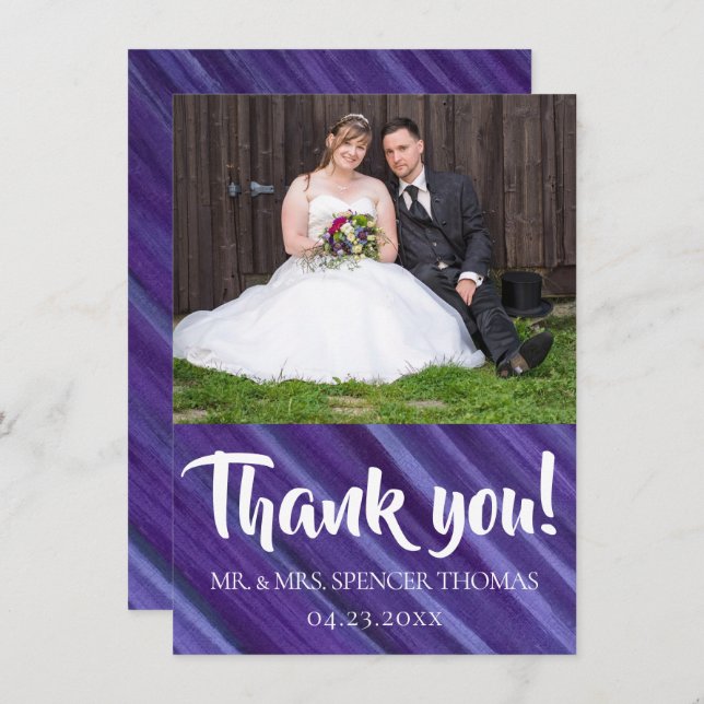 Carte De Remerciements Passion violette | Violet Lavande de prune brosse (Devant / Derrière)