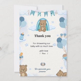 Carte De Remerciements Pastel Baby Shower Thank You Card