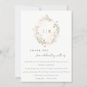 Carte De Remerciements Pastel Blush Fleur sauvage Floral Wreath Mariage