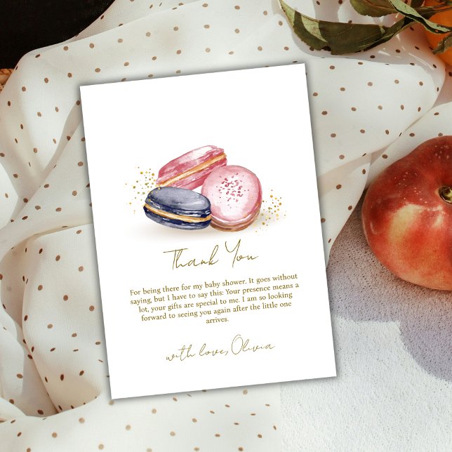 Carte De Remerciements Pastel Bonjour Bébé Baby shower Français Macarons (Pastel Bonjour Bébé French Macarons Baby Shower Thank You Card)