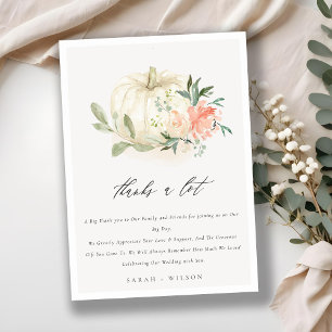 Carte De Remerciements Pastel Citrouille blanc doux Mariage floral