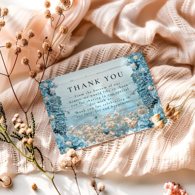 Carte De Remerciements Pastel Coastal Blue Florals Wedding (Créateur téléchargé)