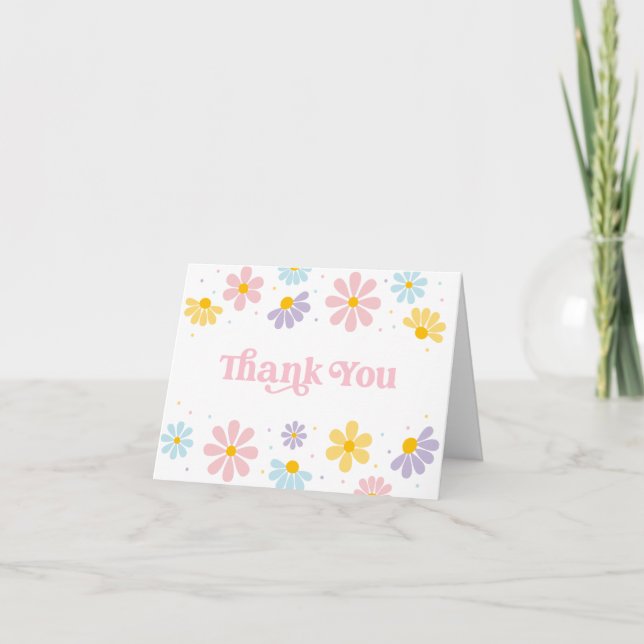 Carte De Remerciements Pastel Daisy Premier anniversaire (Devant)