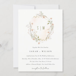 Carte De Remerciements Pastel Fleur sauvage Floral Wreath Wedding Invitat