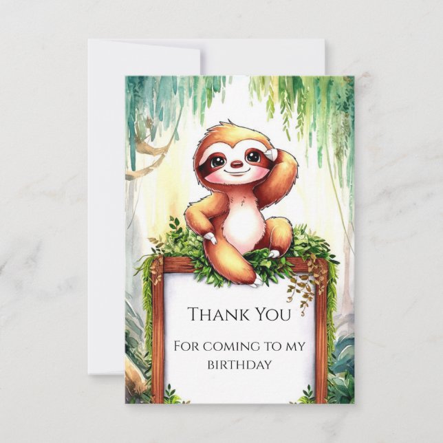 Carte De Remerciements Pastel Little Sloth Anniversaire (Devant)