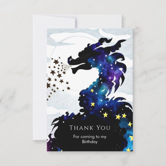 Carte De Remerciements Pastel Majestic Dragon Anniversaire (Devant)