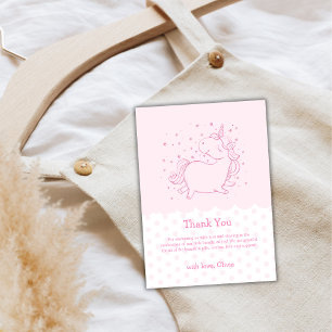 Carte De Remerciements Pastel Pink Modern Polka Dot Unicorn Baby shower
