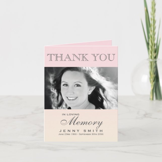Carte De Remerciements Pastel Pink Ombré Photo Sympathy Thank You (Devant)