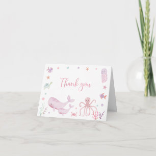 Carte De Remerciements Pastel Pink Under the Sea Baby shower