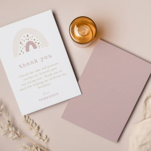Carte De Remerciements Pastel Purple Pink Boho Rainbow fête d'anniversair