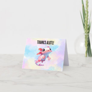 Carte De Remerciements Pastel Rainbow Pink Axolotday