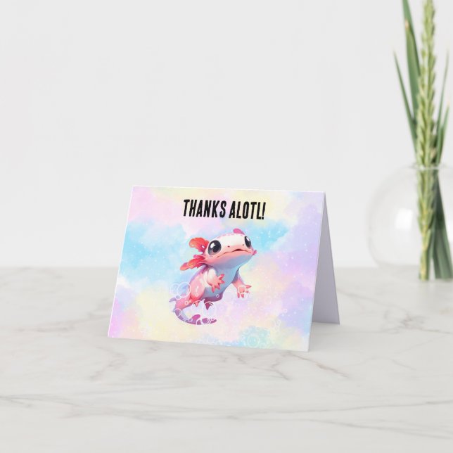 Carte De Remerciements Pastel Rainbow Pink Axolotday (Devant)