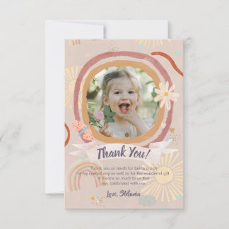 Carte De Remerciements Pastel Rainbow Pink Birthday Photo Thank You Card