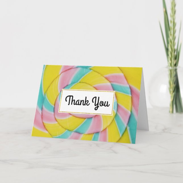 Carte De Remerciements Pastel Rainbow Spiral Candy (Devant)